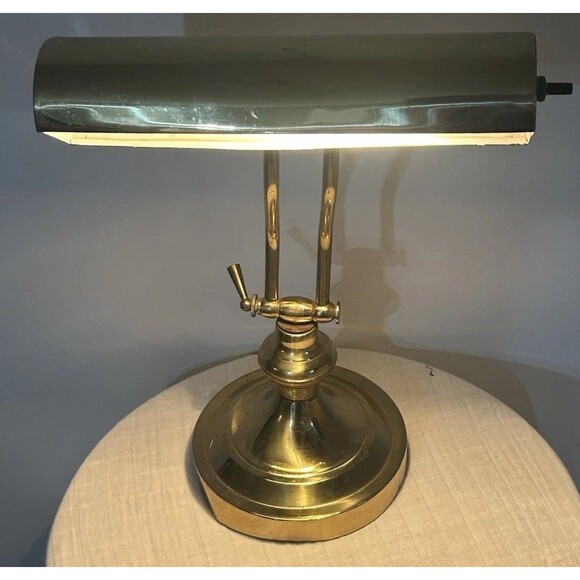 VTG Brass Bankers Piano Table Lamp Underwriters Lab Adjustable 13” - Picture 4 of 4